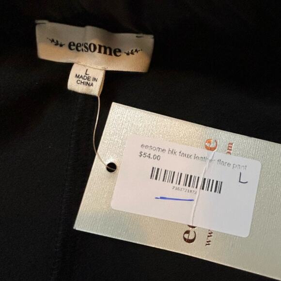 ee:some Faux Leather Pants Womens Size L Black 70's Flare Edgy Sexy Moto NWT - Picture 10 of 10